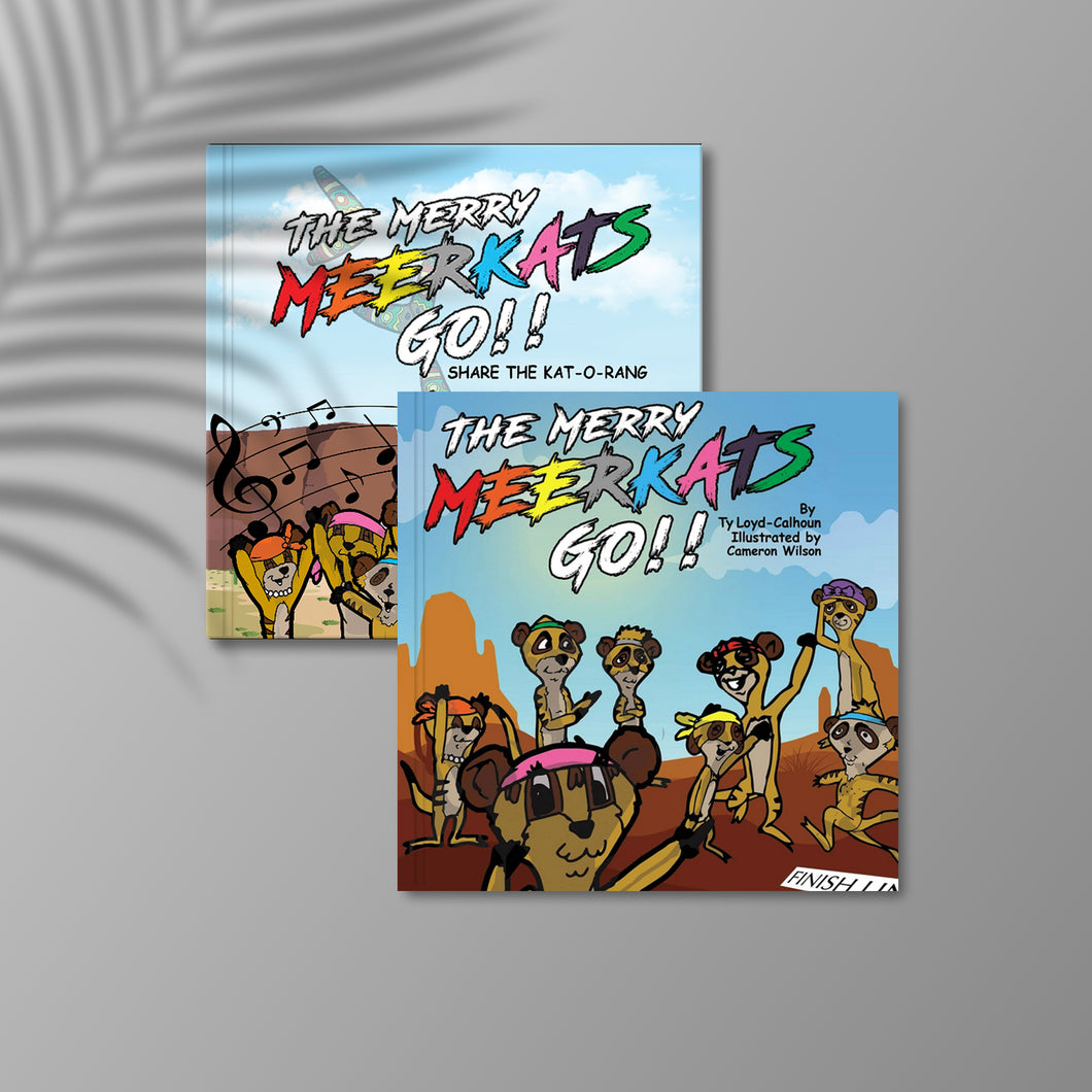 Books Series 1 The Merry Meerkats GO!! and Book 2 Share The Kat-O-Rang,